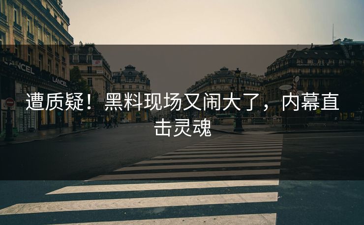 遭质疑!黑料现场又闹大了,内幕直击灵魂