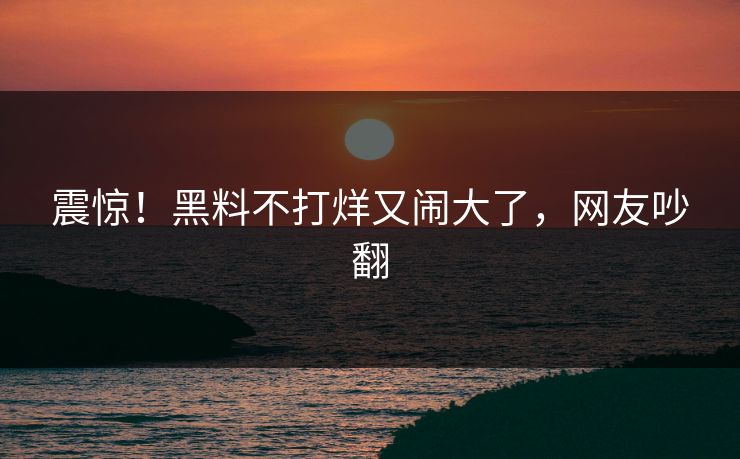 震惊!黑料不打烊又闹大了,网友吵翻