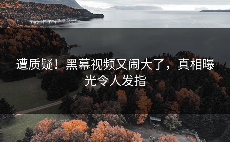 遭质疑！黑幕视频又闹大了，真相曝光令人发指