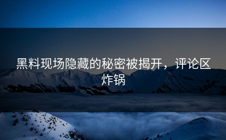 黑料现场隐藏的秘密被揭开，评论区炸锅