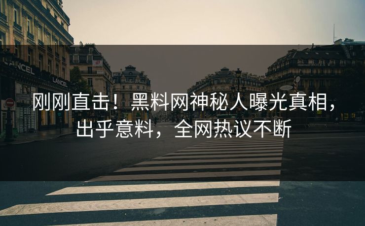 刚刚直击！黑料网神秘人曝光真相，出乎意料，全网热议不断