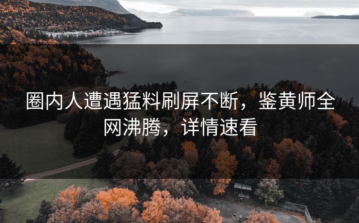 圈内人遭遇猛料刷屏不断，鉴黄师全网沸腾，详情速看
