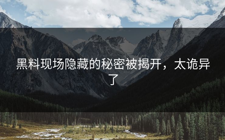 黑料现场隐藏的秘密被揭开，太诡异了