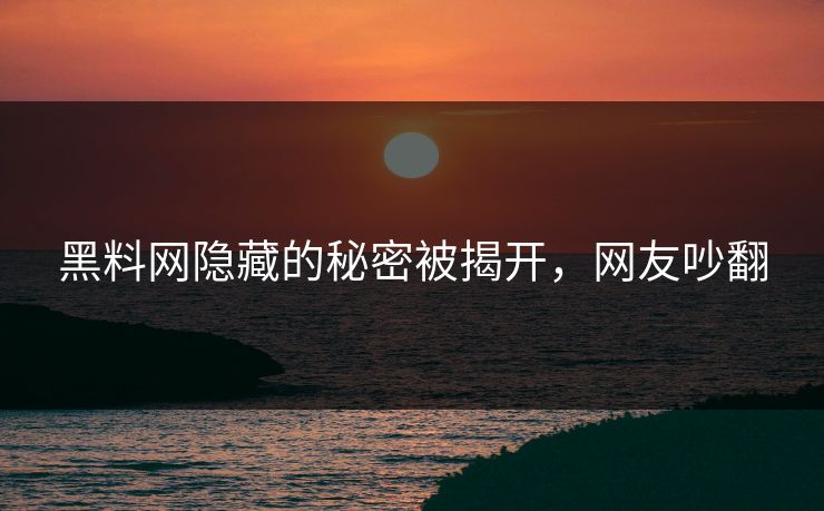 黑料网隐藏的秘密被揭开，网友吵翻